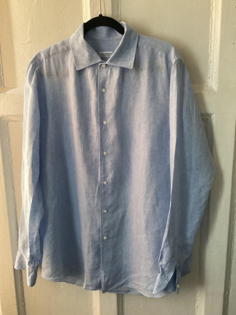 Eddy Monetti Light Blue Linen Button-Up Shirt